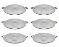 6 Pcs - Stainless Steel Tawa for Serving Ware (Plain) - 2 Sizes